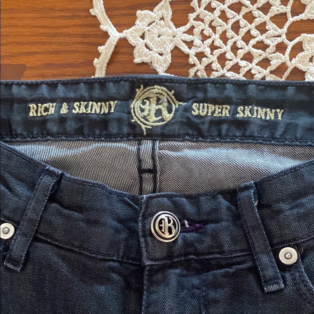 Rich & Skinny Women's Super Skinny Jeans - Black size 24 waist 30 length